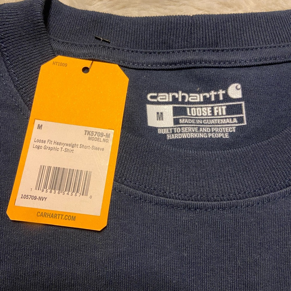 NWT! Carhartt loose fit logo graphic tee navy size M - Picture 5 of 5